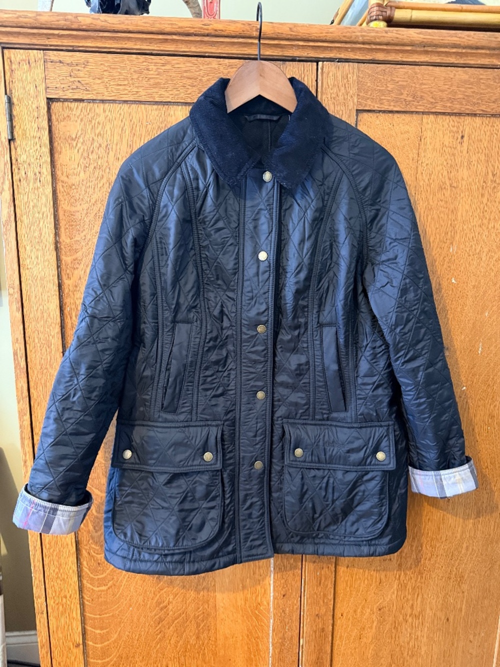 Women’s Barbour Beadnell Polarquilt Jacket, Navy, size US 10